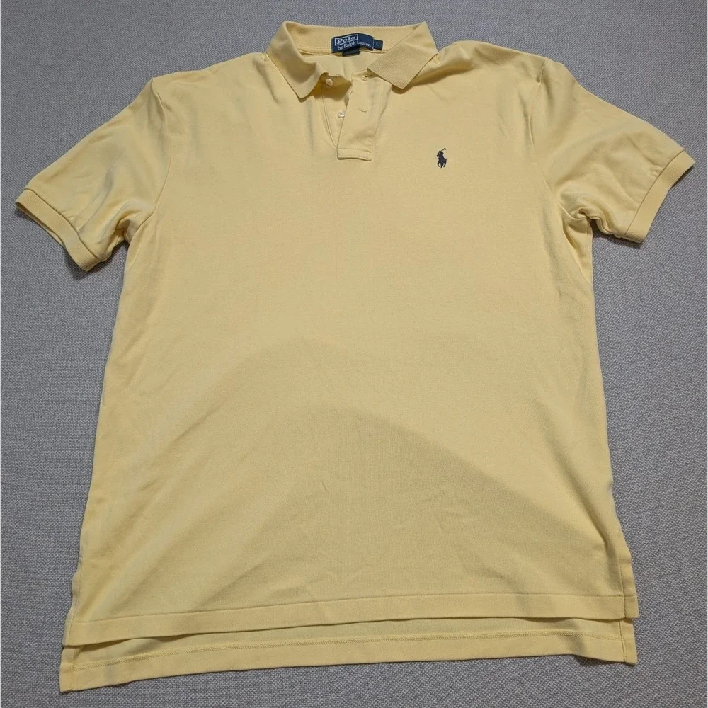 Polo Ralph Lauren Men's Polo Shirt Yellow Size L 100% Cotton Pony